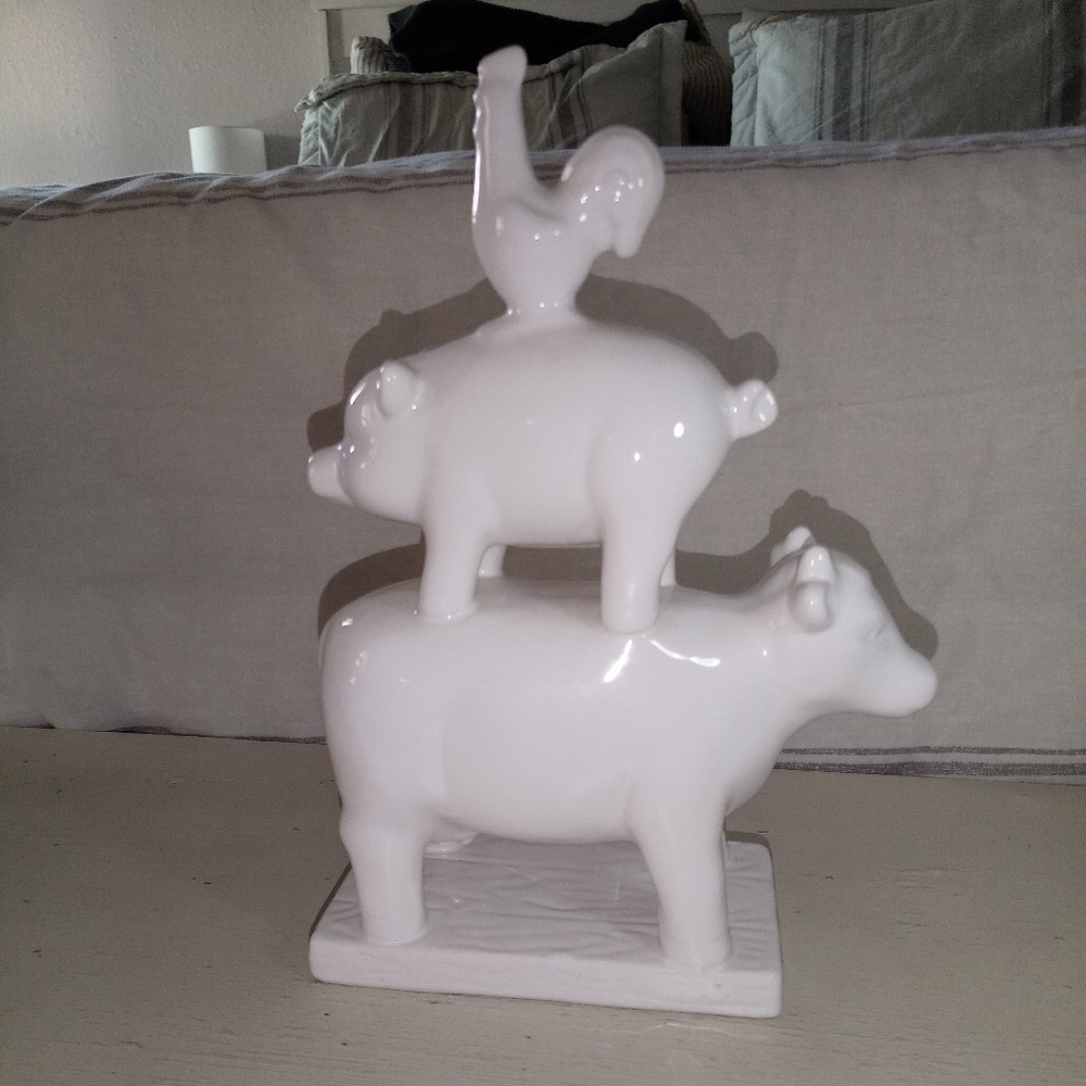 Home Essentials White Ceramic Animal Sculpture Art